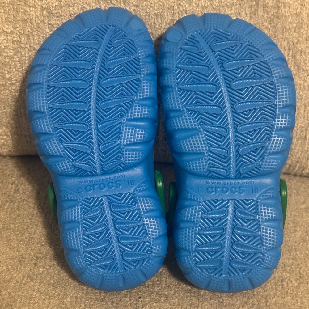 NWOT Crocs 202607 Kids Swiftwater Clog Shoes In Cerulean Blue & Grass Green C10 - Picture 4 of 4